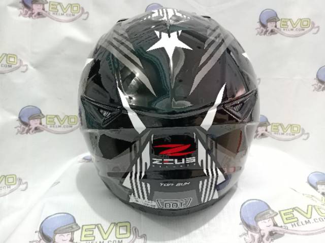 HELM ZEUS FULL FACE AL28 BLACK DSIL - FREE SMOKE VISOR ZEUS ORIGINAL ( ONGKIR 2KG )