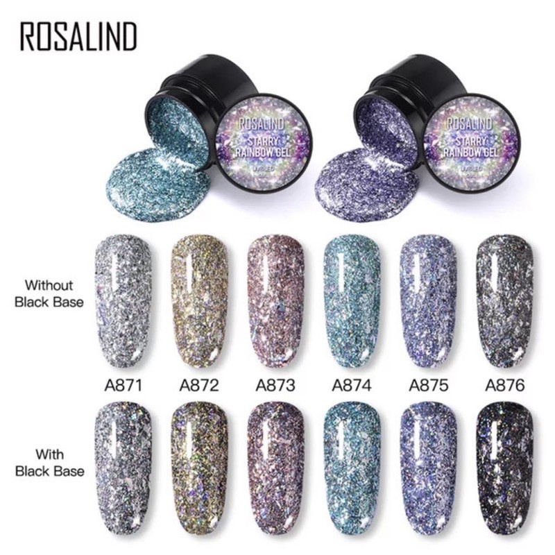 ROSALIND STARRY RAINBOW GEL 7ml glitter rosalind pot glitter gel uv led lamps kutek gel