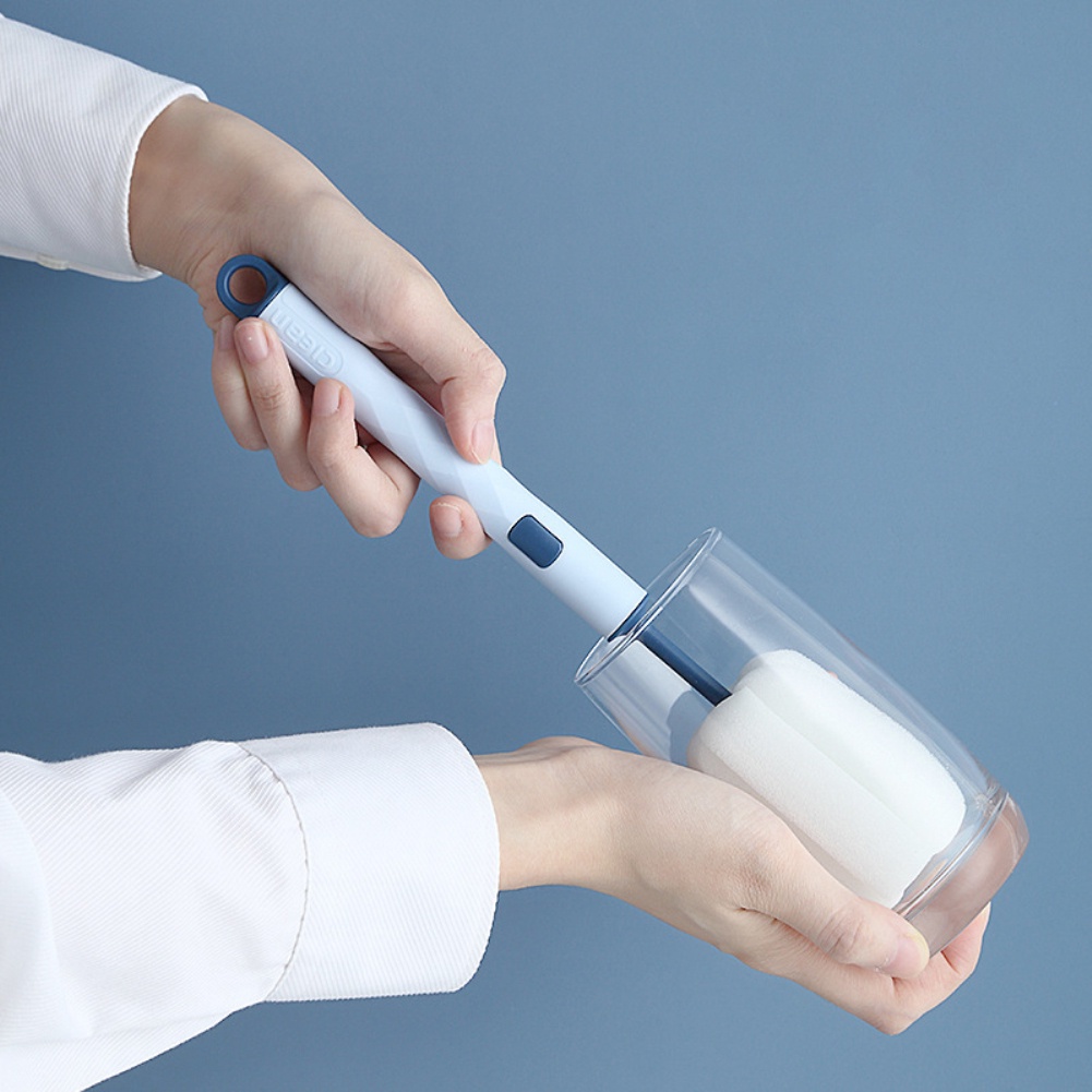 ღ Lembut Bayi Botol Sikat Cleaner Gagang Panjang Yang Dapat Dilepas Sponge Sikat Kaca Cangkir Mencuci Cleaner Alat Tidak Beracun Dapur cleaning Aksesori