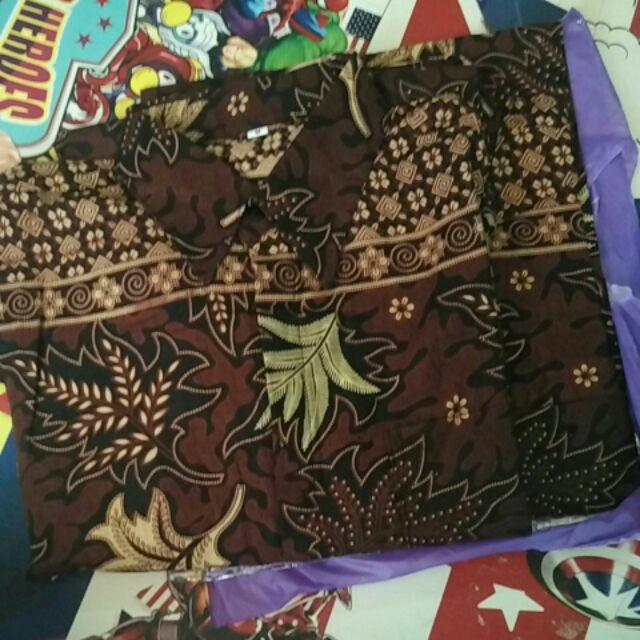 Cod Batikn Pria Lengan Panjang Size M L Xl Xxl Kemeja Batik Pria Motif Kenari Mulia Jaya Batik