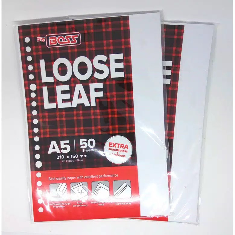 

Kertas Isi Binder Loose Leaf Polos Big Boss A5 50 Lembar