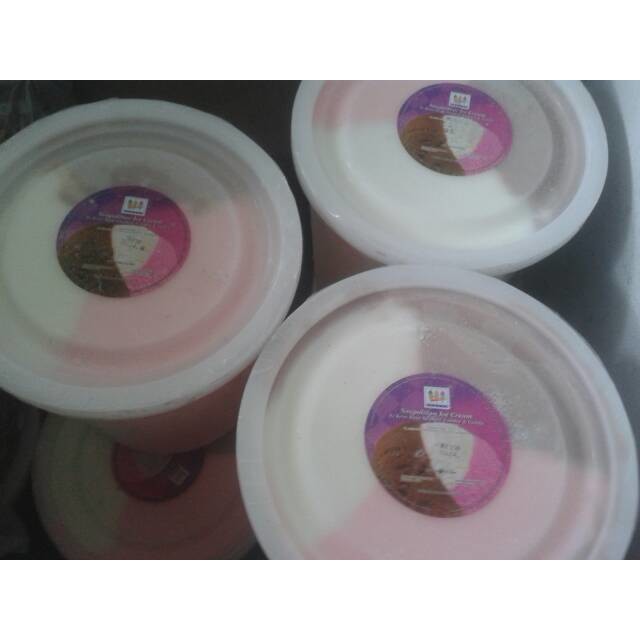 Es Krim  8 Liter AICE Miami 3 in 1 Neapolitan Coklat Vanilla Strawberry (Bulk Galon Bucket Pail Literan)