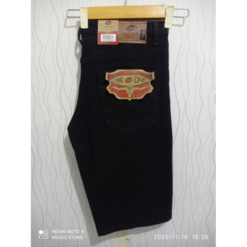 Celana jeans pendek hitam pria / celana pendek pria terkini