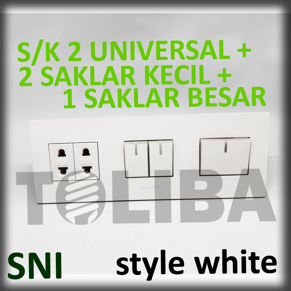 saklar seri + saklar engkel besar + 2 stopkontak  s/k universal minimalis style white ib panasonic