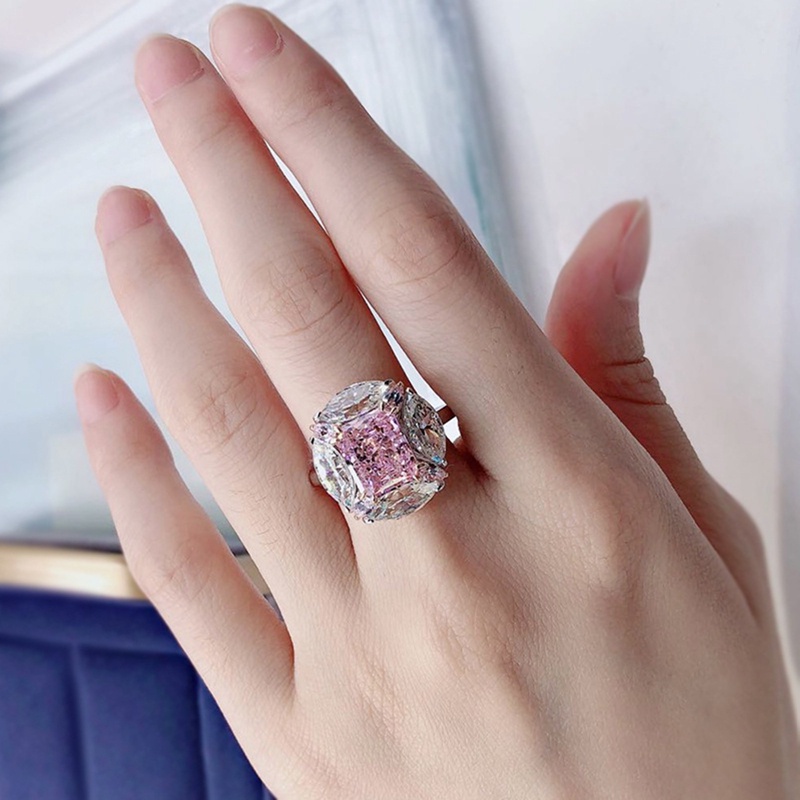 Cincin Wanita Bentuk Geometri Hias Cubic Zirconia AAA Untuk Pernikahan / Pertunangan