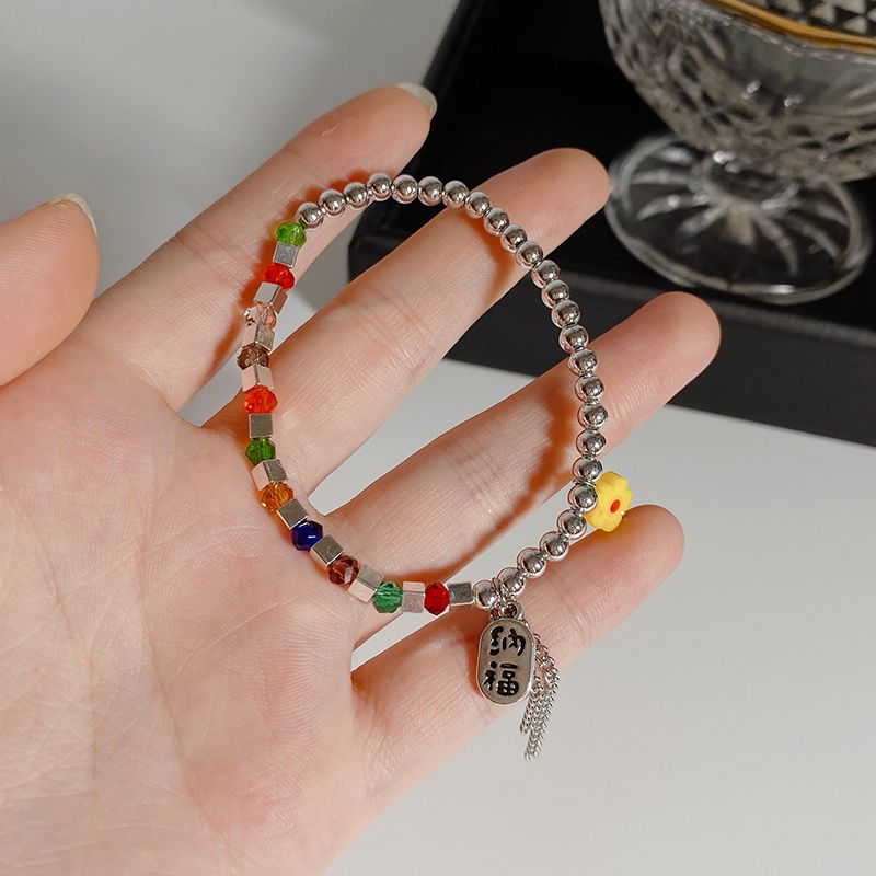 Gelang Manik-Manik Kristal Warna-Warni