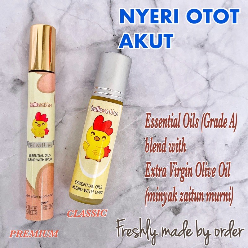 NYERI OTOT AKUT Essential Oil + Evoo minyak zaitun. Obat herbal alami anak