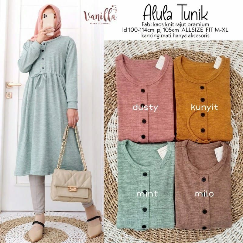 Alula Tunik - Tunik Kaos Rajut Premium LD100+ Melar / R.14 - 473