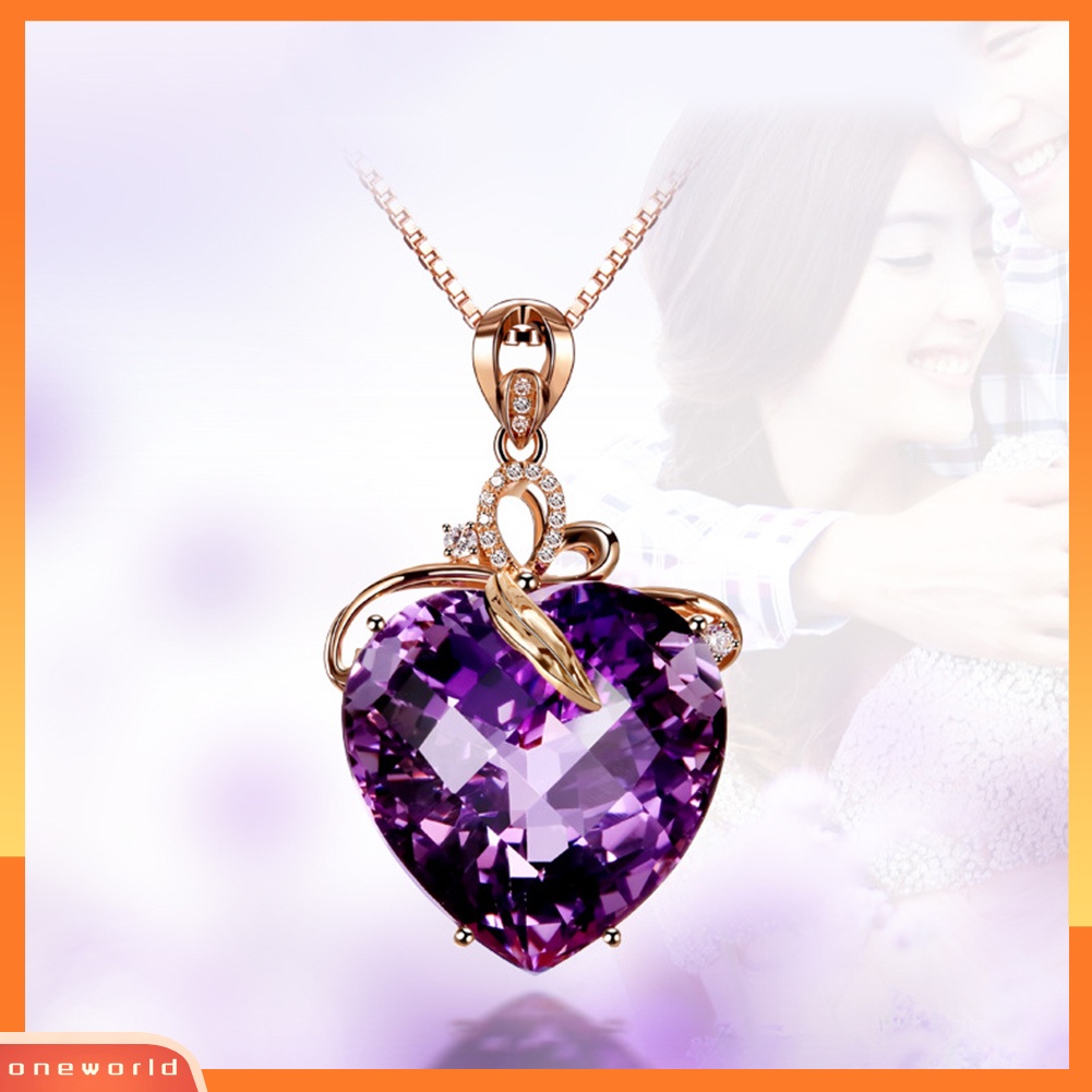 |Oneor| Wanita Bentuk Hati Faux Amethyst Pendant Rantai Kalung Hadiah Perhiasan Pernikahan