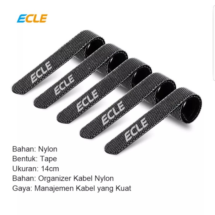 ECLE 5pcs 5 in 1 perekat perapih kabel pengikat organizer cable