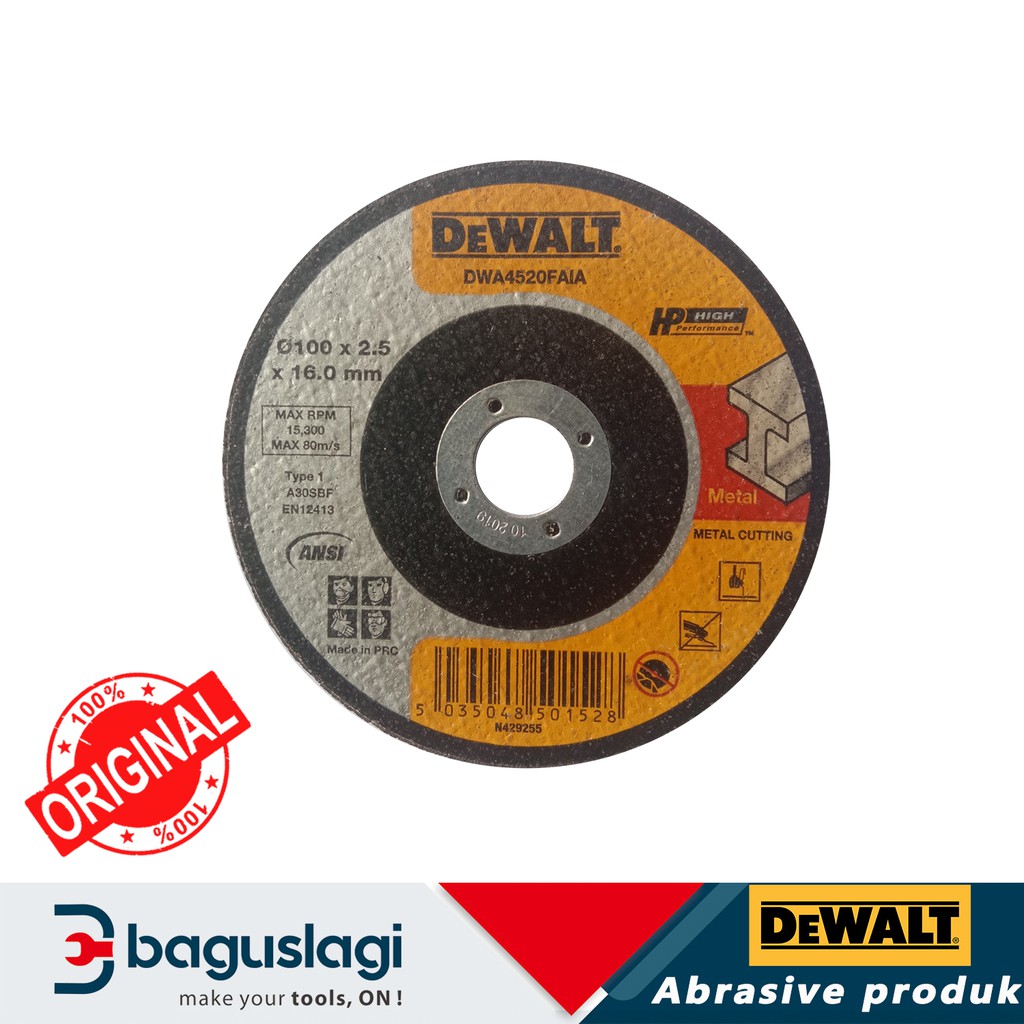 Dewalt Mata Gerinda Potong Besi 4 Inch Dwa4520faia A30sbf,original!!