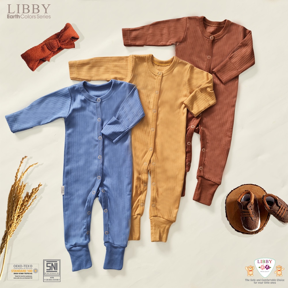 New Sleepsuit LIBBY RIB REEB Earth Series 0-9 Bulan Jumper Bayi Premium