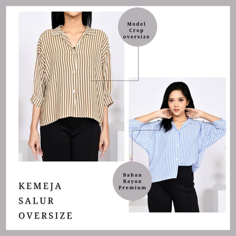 STRIPY SHIRT  / KEMEJA MOTIF SALUR WANITA RAYON  Garis