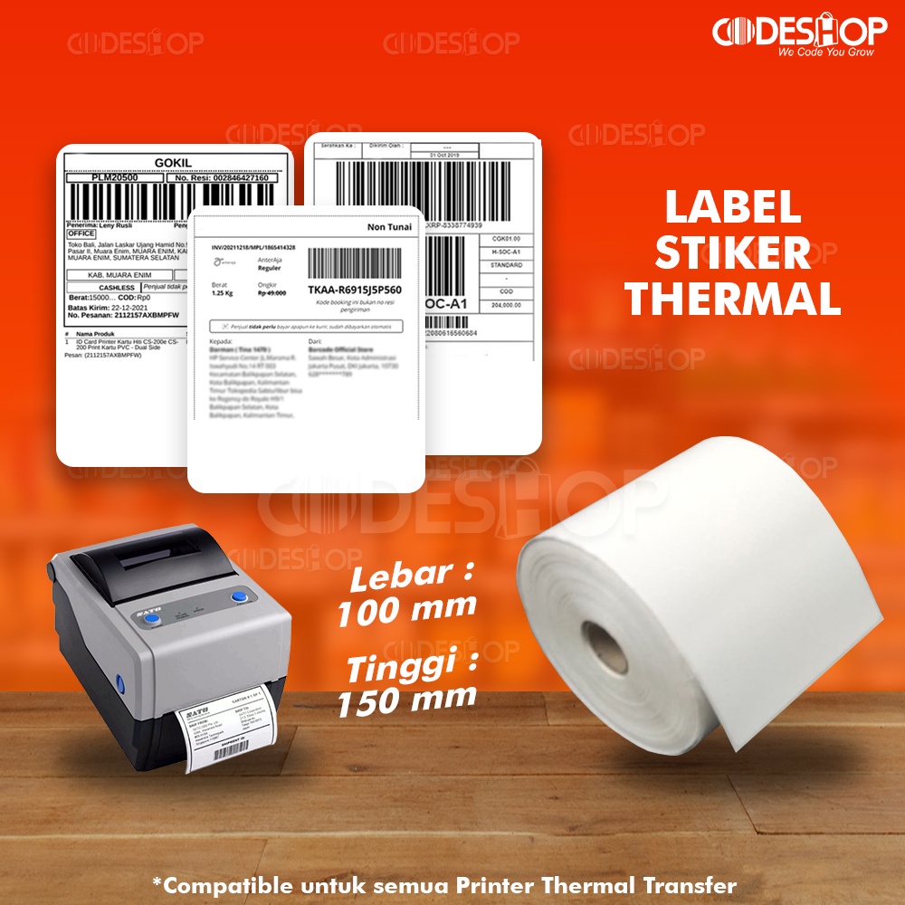 Stiker Label Semicoated 100 x 150 mm Isi 500 ( 1 Line )