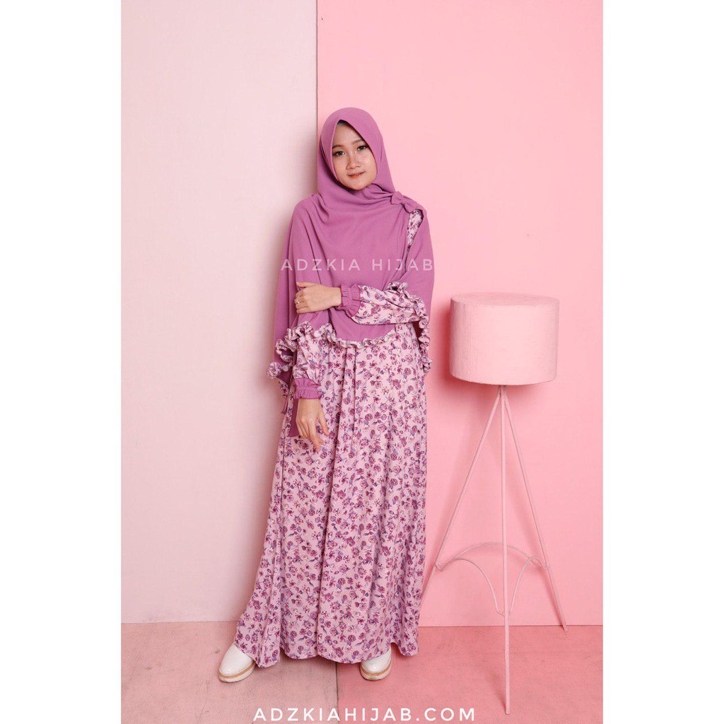 Jual Gamis Aira Motif 4 Ungu By Adzkia Hijab Syari Murah Low Price Shopee Indonesia