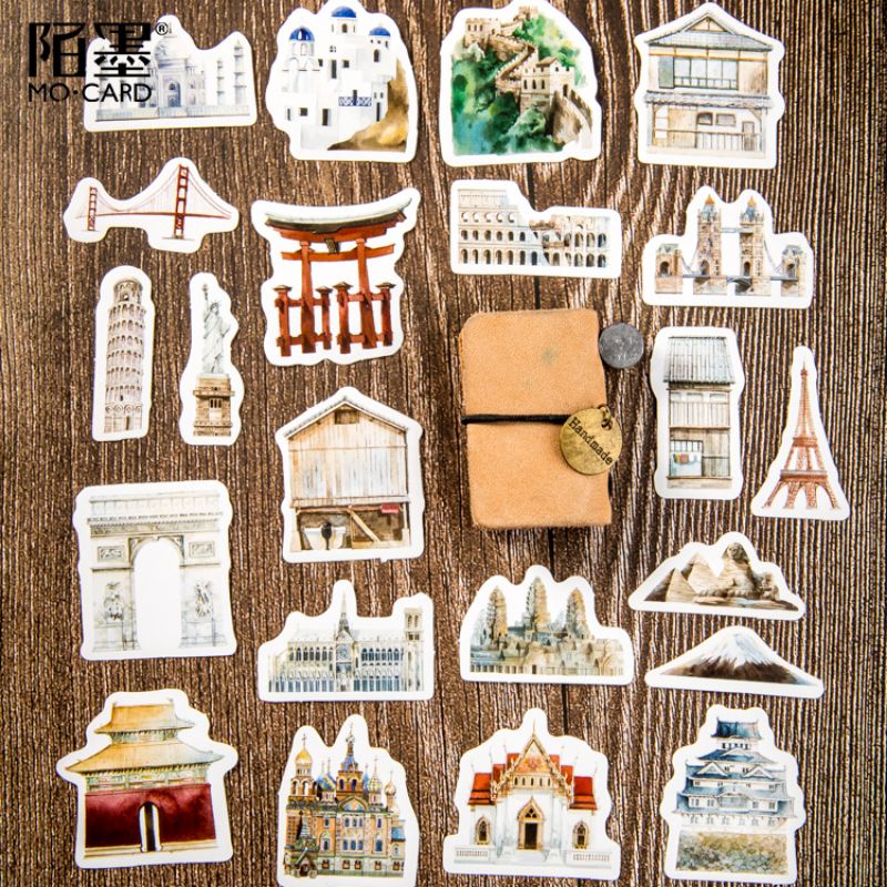 

AYURI - Stiker vintage motif bangunan bersejarah A0154SB