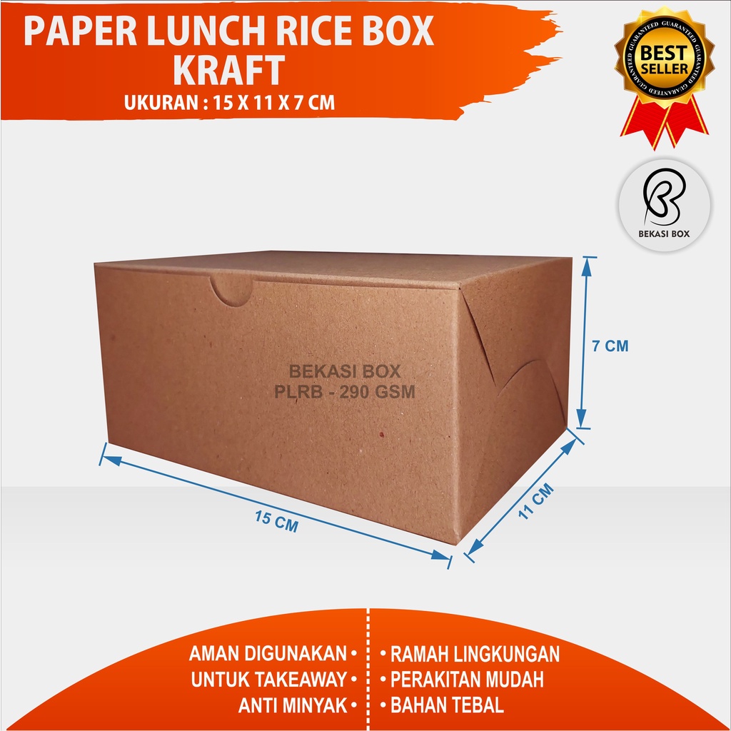 RICE BOX POLOS 15 x 11 x 7 CM/ SNACK BOX / BOX FRIED CHICKEN / KEMASAN CATERING MODEL KUNCIAN