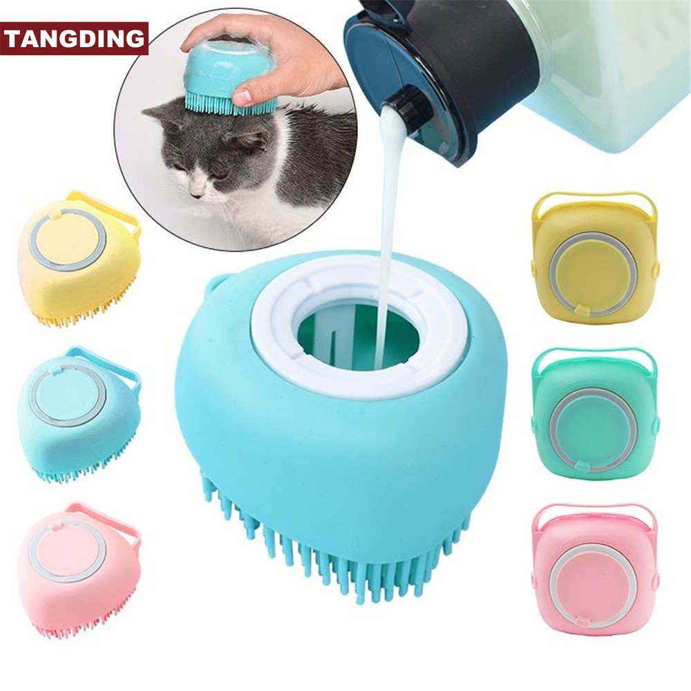 Sarung Tangan Sikat Pijat Bahan Silikon Lembut Untuk Mandi Hewan Peliharaan