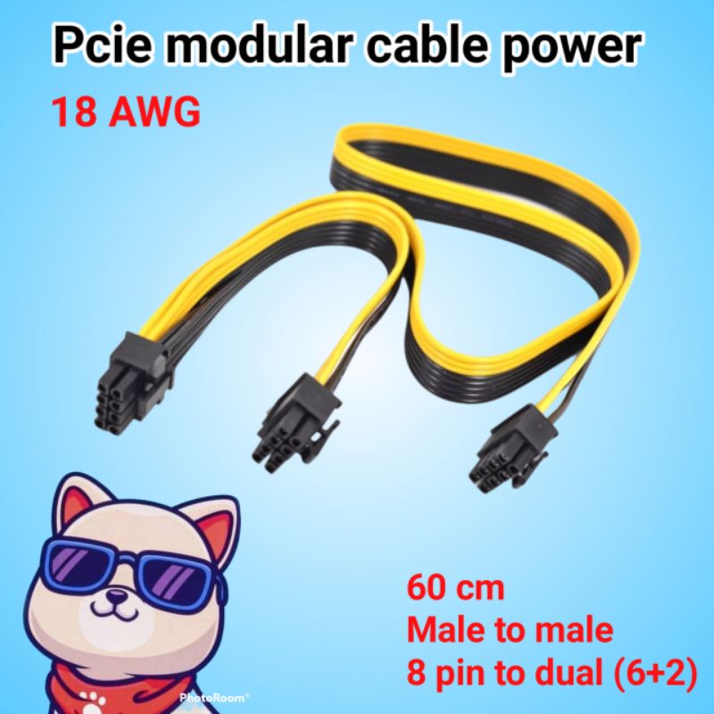 Kabel power modular 8 pin to dual 6+2