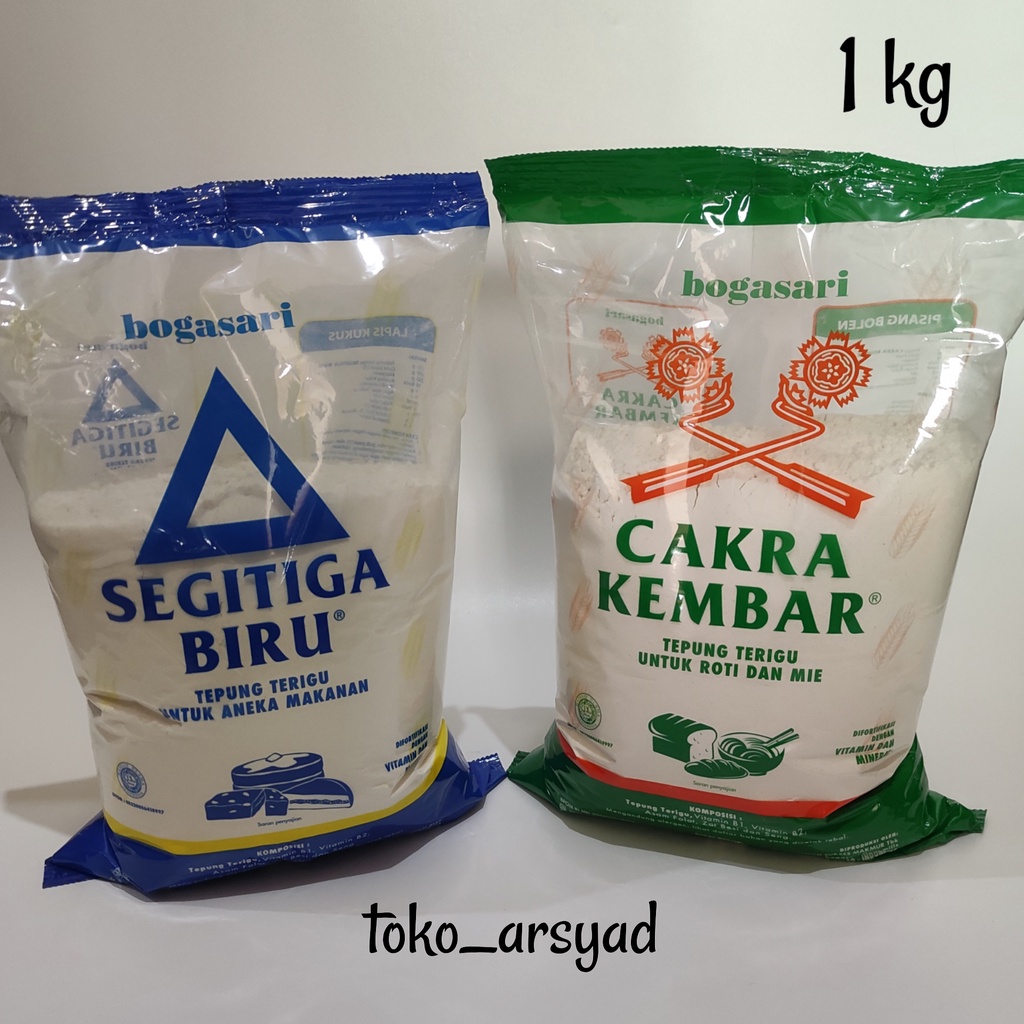 

Tepung Terigu Kemasan Segitiga Biru, Cakra Kembar 1 kg