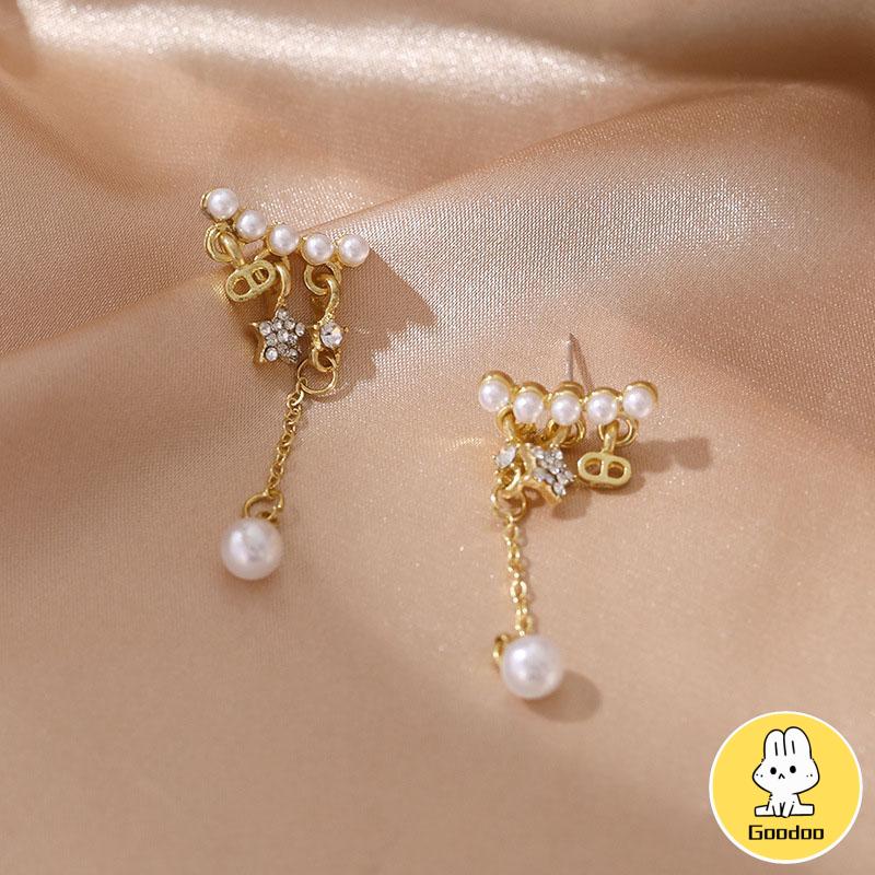 Anting Stud Rumbai Mutiara Bentuk Bintang Untuk Wanita -Doo