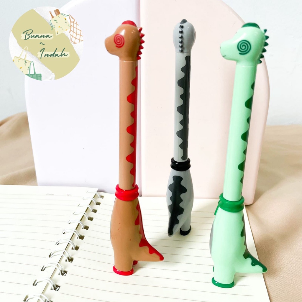 

Pulpen Dinosaurus dino pena pen hewan purba gel kaarkter lucu imut alat tulis kantor tinta hitam