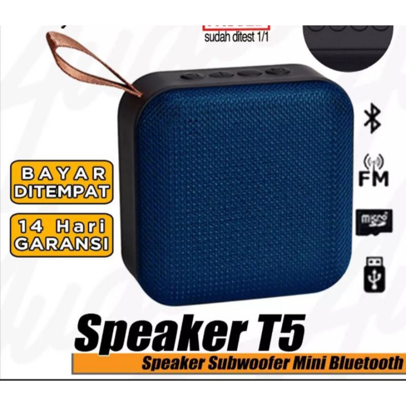 BL Speaker Bluetooth  T5 Full Bass Garansi Wireless Music Spiker  With Radio FM