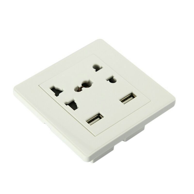 TaffWare Stop Kontak Universal UK EU US &amp; 2 USB Port ATH1 - White