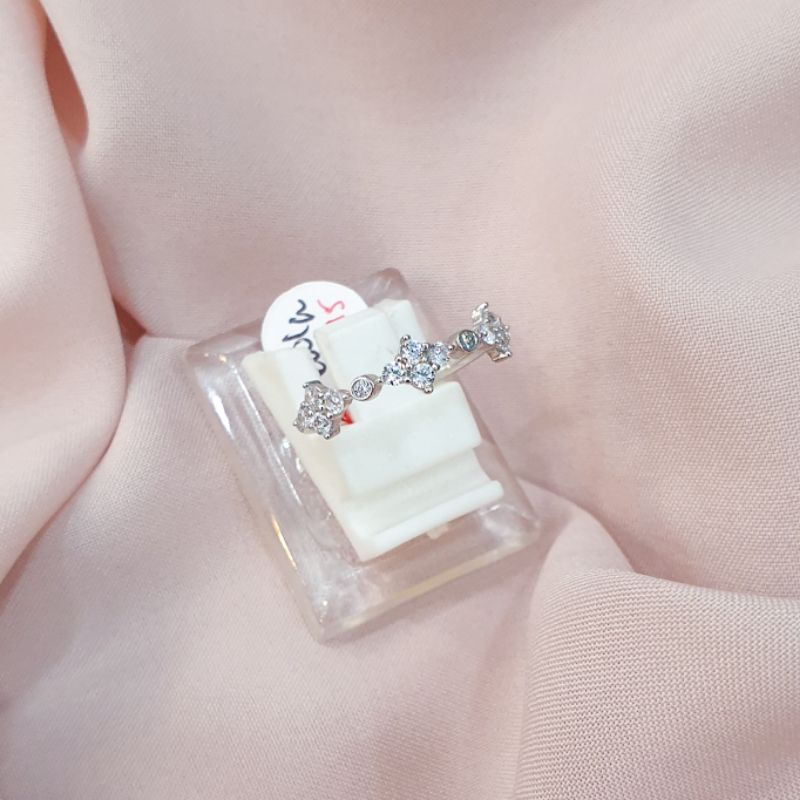 cincin bunga pmt full emas putih asli kadar 375