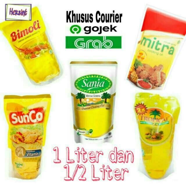 

Minyak goreng refill 1 liter bisa kirim via grab / go send