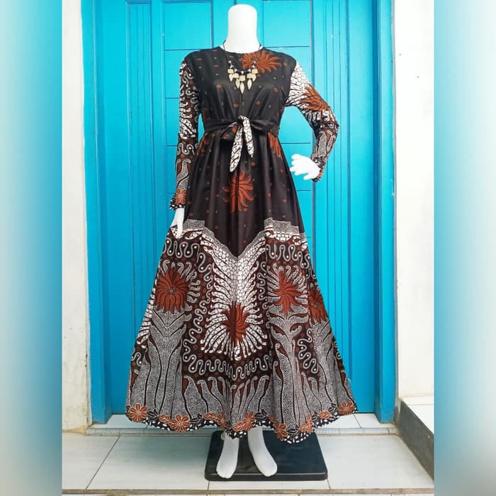 Baju WanitaDress Gamis Batik motif terbaru th 2020 kam78