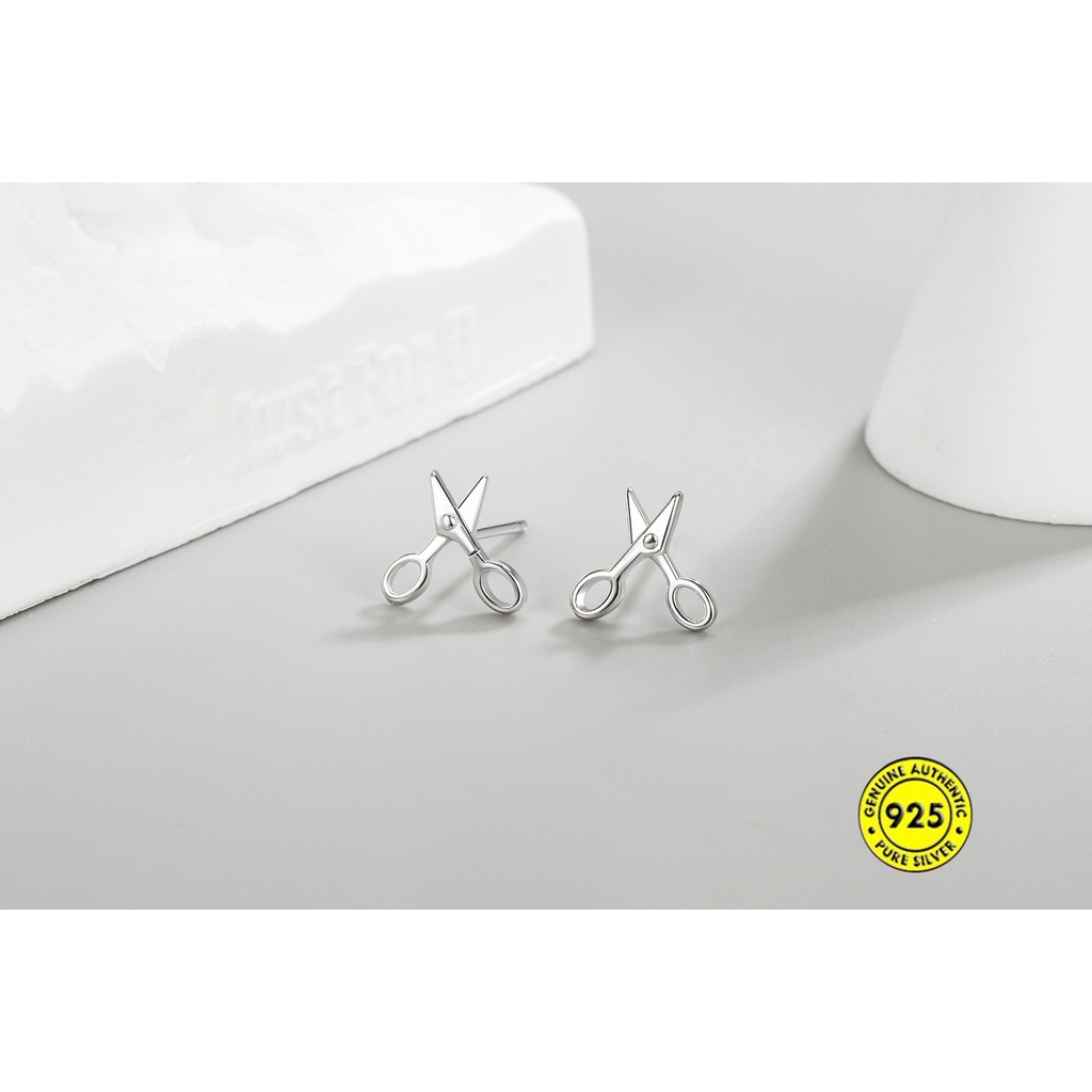 Anting Tusuk Sterling Silver 925 Desain Gunting Mini Untuk Wanita