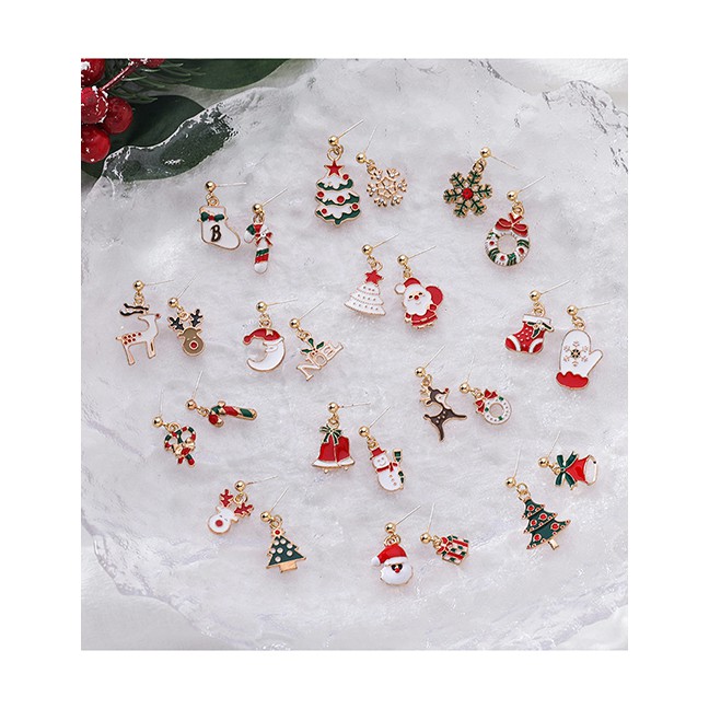 LRC Anting NATAL Fashion Christmas Tree Dripping Christmas Socks Bells Elk Earrings P22336