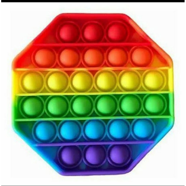 POP IT RAINBOW UKURAN JUMBO MAINAN FIDGET RELIEVE STRESS TOYS/MAINAN PENGHILANG STRES-OKTAGON