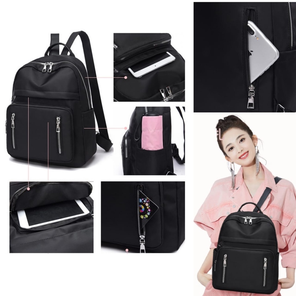 TAS RANSEL WANITA KOREA ANTI AIR PREMIUM IMPORT HITAM PINAPA TA438B5 BACKPACK SEKOLAH CEWEK GENDONG PUNGGUNG KERJA KULIAH BATAM MURAH KEKINIAN