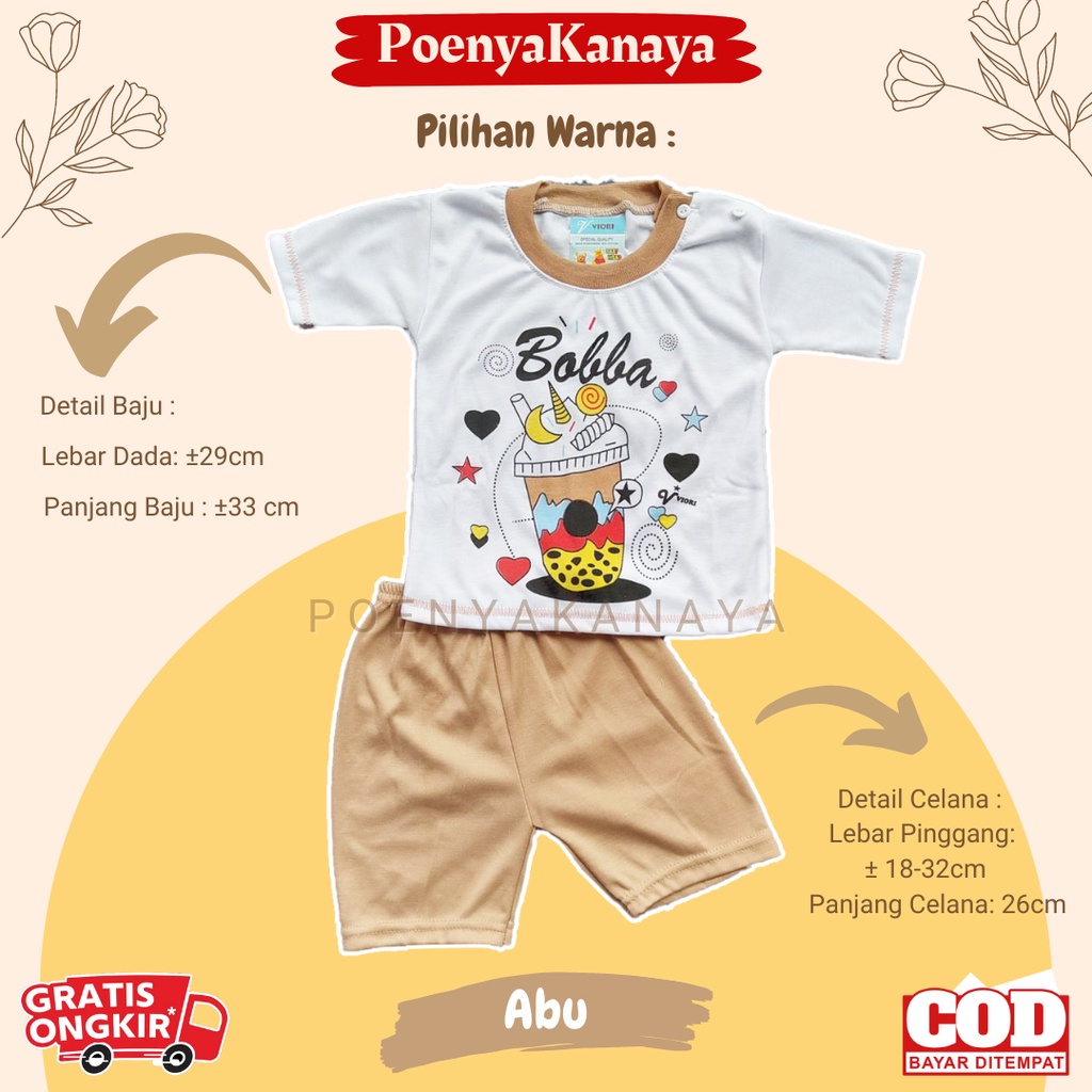 Setelan Baju Bayi Piyama Pendek BOBA Viori Size 6-18 Bulan STL55