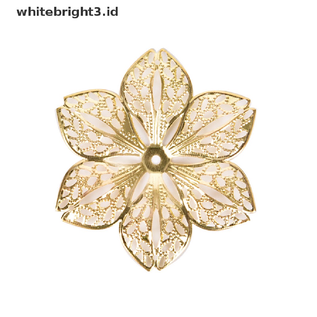 (whitebright3.id) 50pcs / Set Konektor Liontin Bentuk Bunga Filigree Untuk Kerajinan Tangan DIY