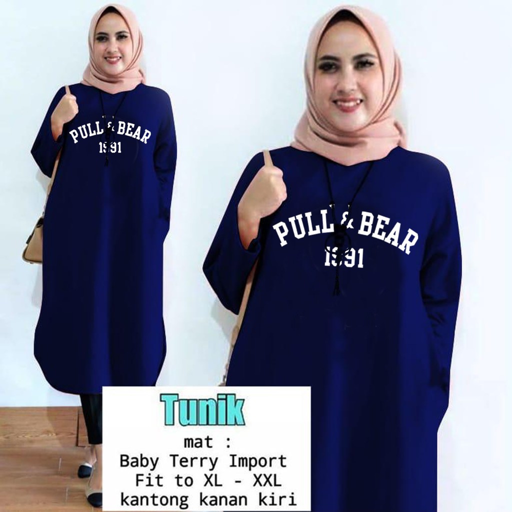 TUNIK PULL AND BEAR MOTIF KECIL / TUNIK MAMACHI / TUNIK POLOS/ TUNIK CEWEK / TUNIK KEKINIAN TUNIKTOP