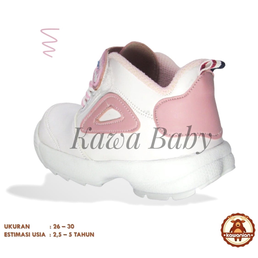 Sepatu anak perempuan premium sporty white Pink seri D