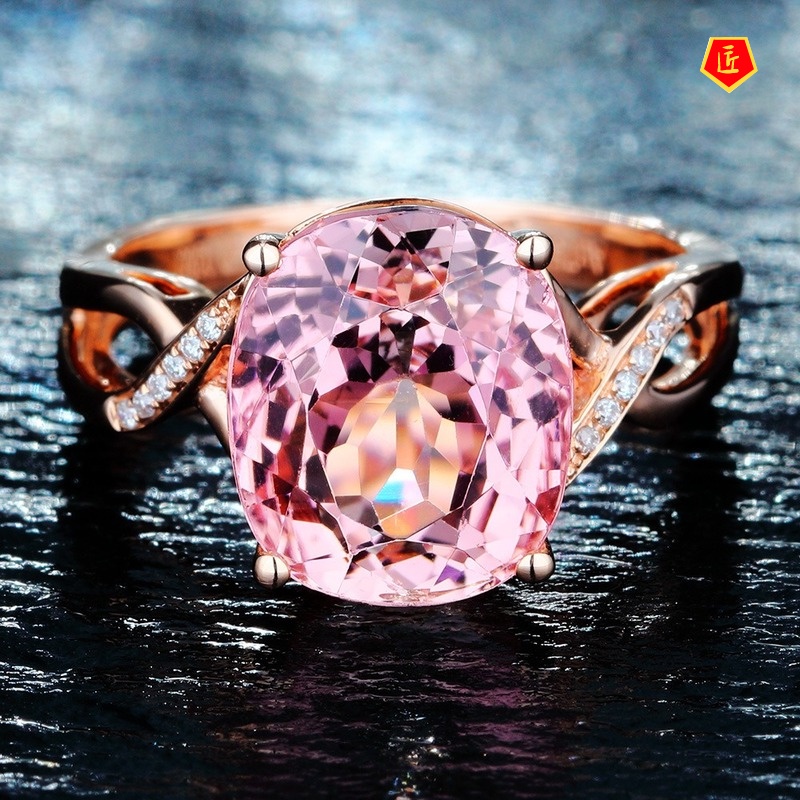 [Ready Stock]Fashion Pink Crystal Ring Temperament Elegant