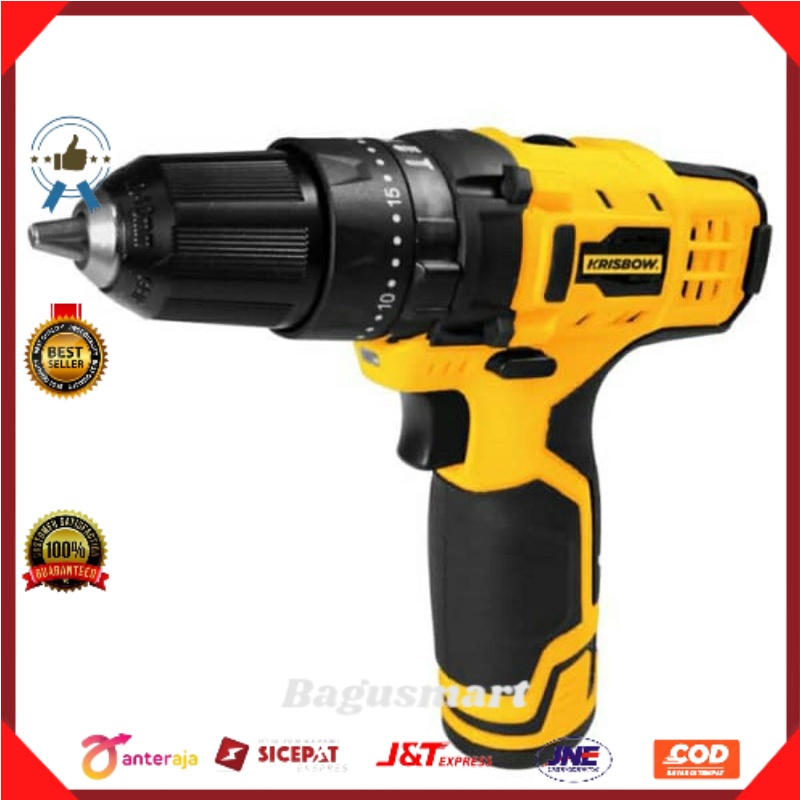 Krisbow Bor Listrik Cordless 10 Mm 12v/bor cordless charger/bor impack