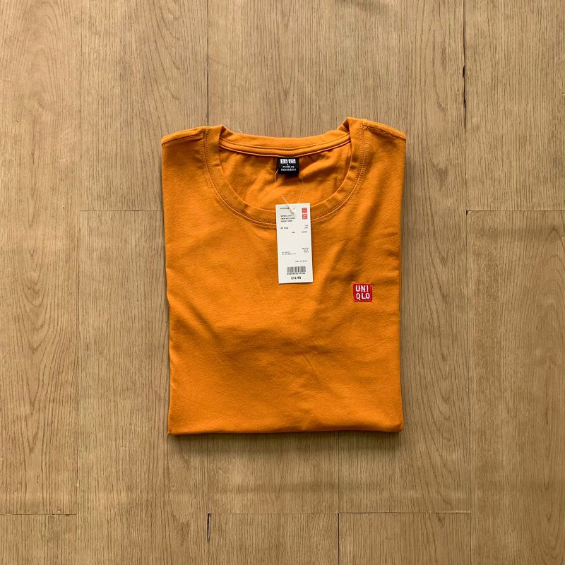(Unisex) Kaos UNIQLO logo bordir /UNIQLO men O neck / t-shirt UNIQLO long Sleeve-PENDEK KUNYIT BORDIR