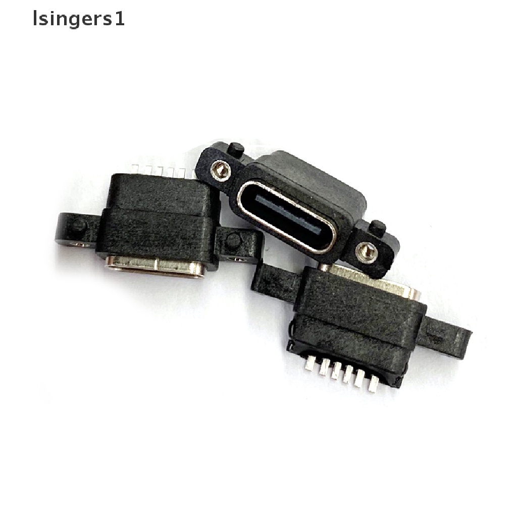 (lsingers1) 2pcs Soket Tipe c female 6P Tahan Air Dengan Lubang Sekrup SMT3.1