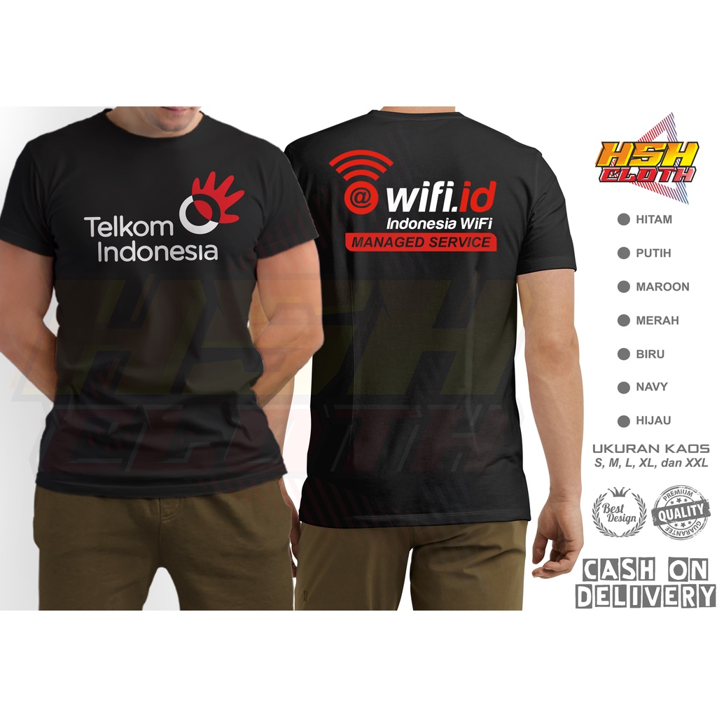 Baju Kaos Distro Telkom Indonesia Wifi id Perusahaan Bisa Custom - HSHCloth