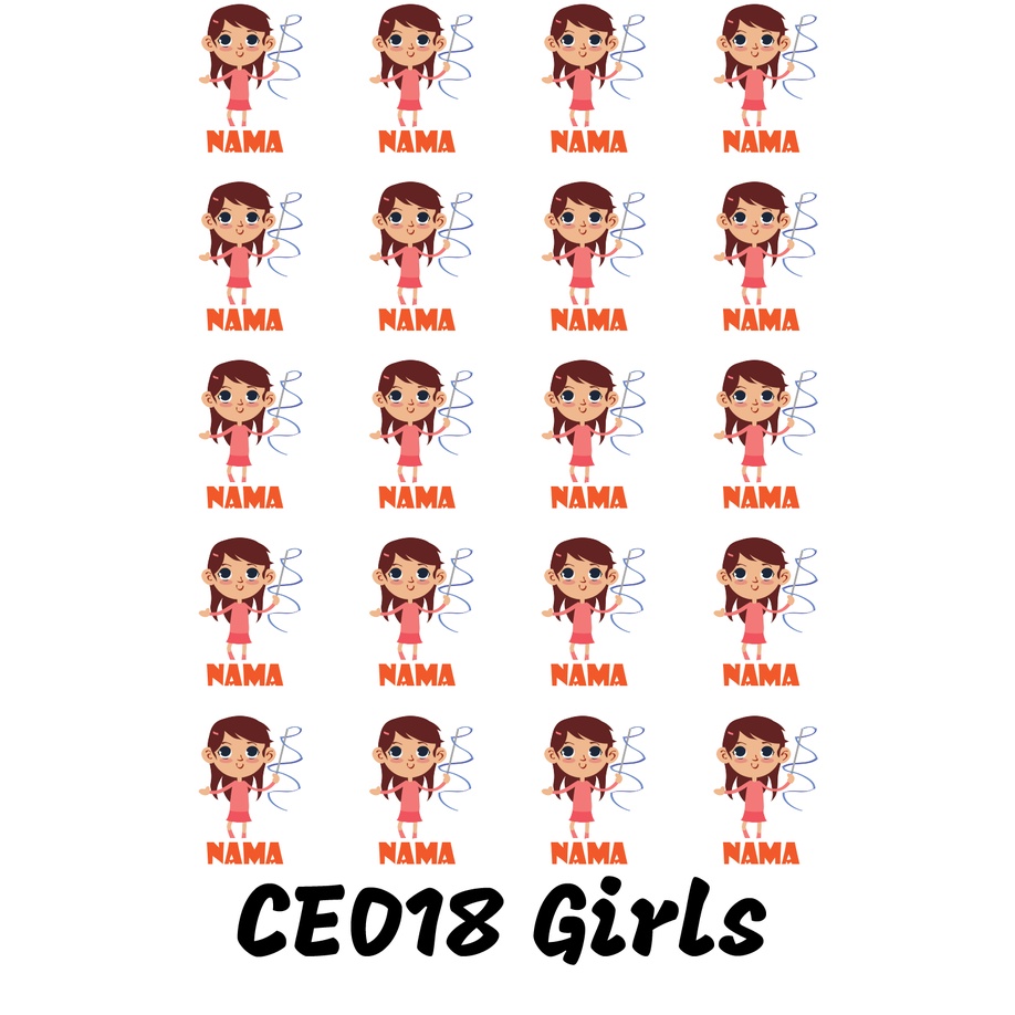 

Sticker Nama Cutting Label Waterproof Tahan Air Girls Sport 18 (CE018)