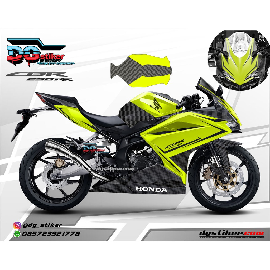 Decal Dekal Sticker Cbr250rr Green Lime Carbon Stiker Shopee