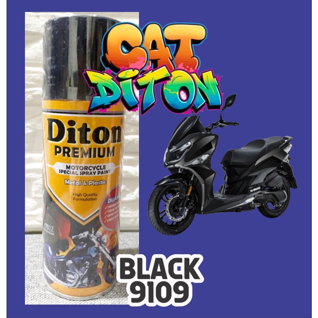 Cat Pilox Diton Premium Black Glossy 9109 400cc Warna Hitam Kilap