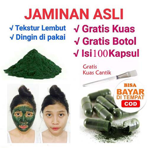 MASKER SPIRULINA ISI 100PCS ORIGINAL HERBAL