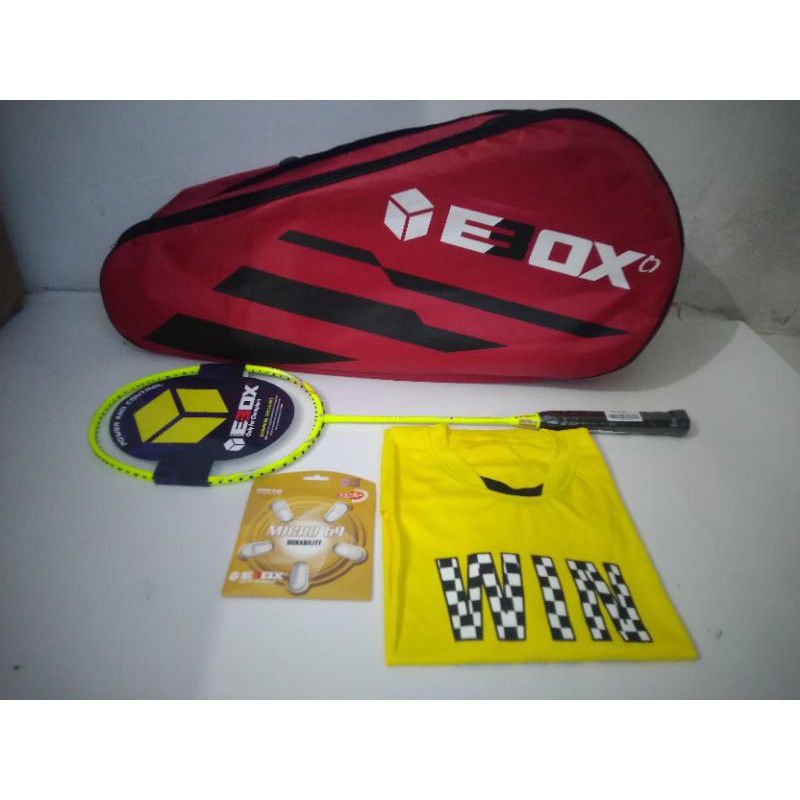 RAKET  EBOX NITRO 28 Y ORIGINAL BONUS SENAR EBOX.  TAS EBOX. KAOS & GRIP