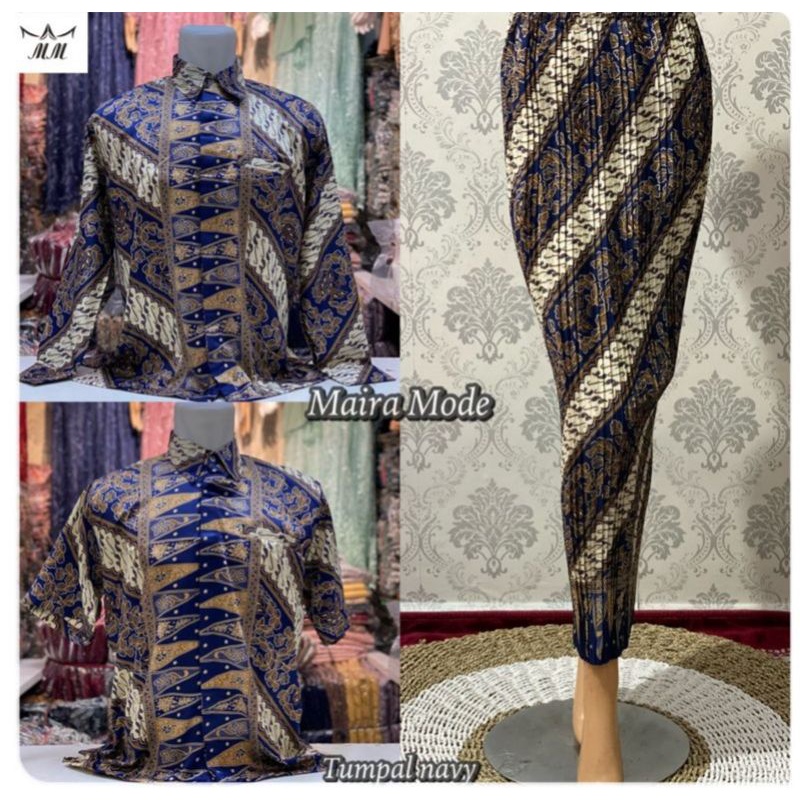 Permata Olshop / Batik Couple Modern Motif / Kemeja dan Rok Batik Serimbit / Couple Kemeja Batik dan Rok Batik Atasan Kebaya / Batik Couple Kebaya Modern